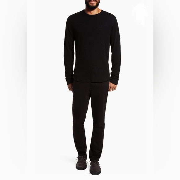 Vince Slim Fit Waffle Knit Long Sleeve T-Shirt Black - Picture 4 of 16